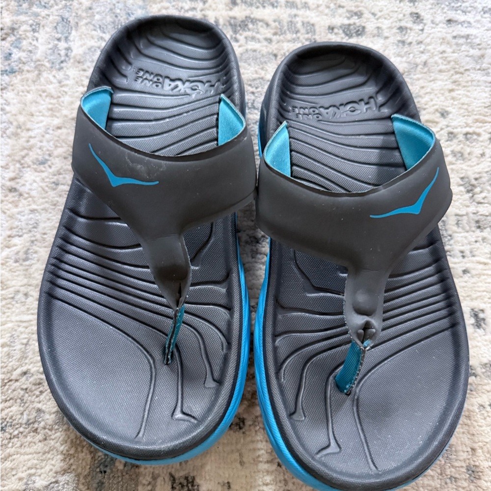 Hoka One One Black & Teal Flip Flop Sandals